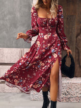 Vestido Midi Floral Manga Princesa de Fenda